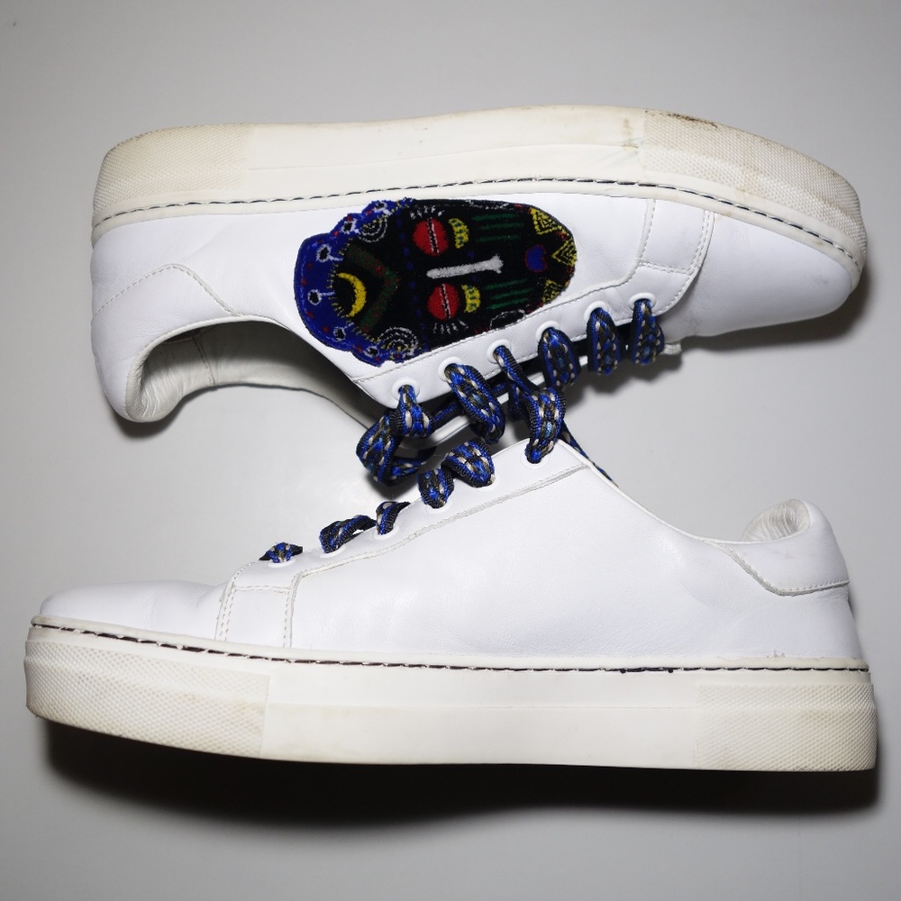 Etro Tribal Patch Leather Trainer Sneakers Made In Italy, Size 10 Us (41 Eu) View 3